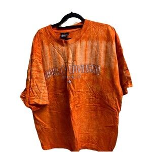 Vintage Harley Davidson Tie Dye Orange Flame Shirt Johnstown, Pa Size XL